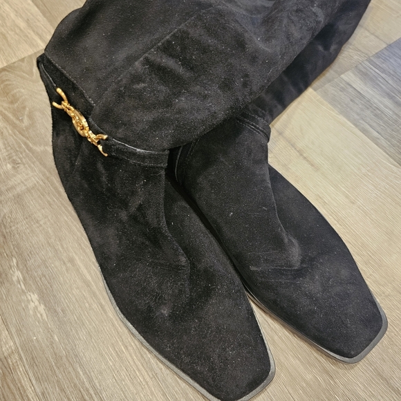 Sam Edelman Black Suede Leather Knee High Boots Size 7 - Picture 6 of 14